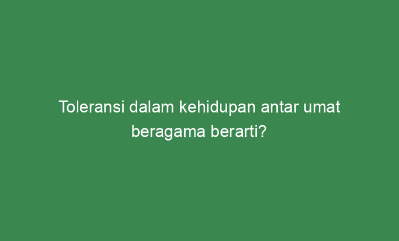 toleransi dalam kehidupan antar umat beragama berarti